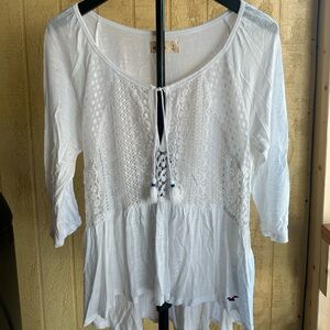 White Lace Detail Women's Top